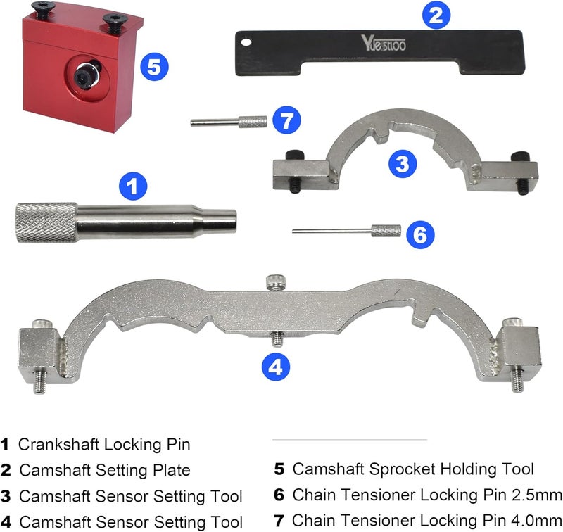 Yuesstloo Turbo Engine Timing Tool Kit for Vauxhall Opel Chevy Chevrolet Aveo Cruze Orlando Adam Ampera Astra J Cascada 1.0 1.2 1.4 L, Camshaft Holding Locking Tool Set with Gloves - Image 3